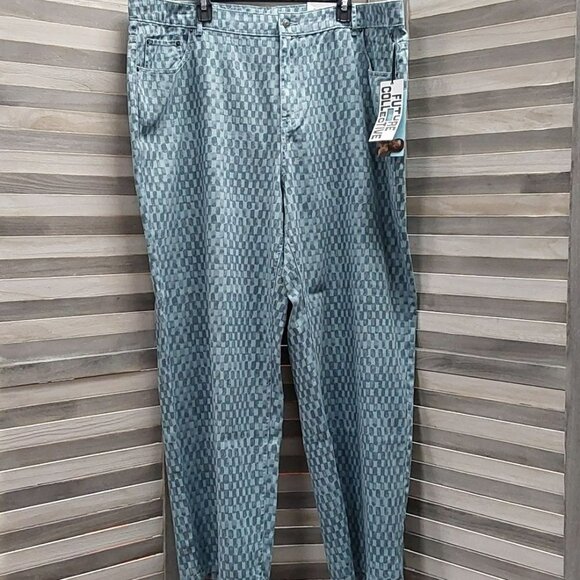 Women's Straight Leg Checkered Denim Pant | Future Collective | 4 - Picture 1 of 10